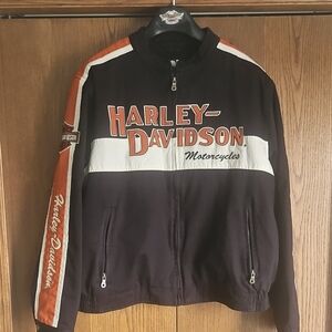 Harley-Davidson Black and Cream Jacket with Orange Accents